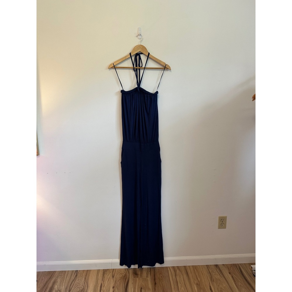 Michael Stars Navy Blue Braided Halter Wide‎ Leg Jumpsuit | Size 0